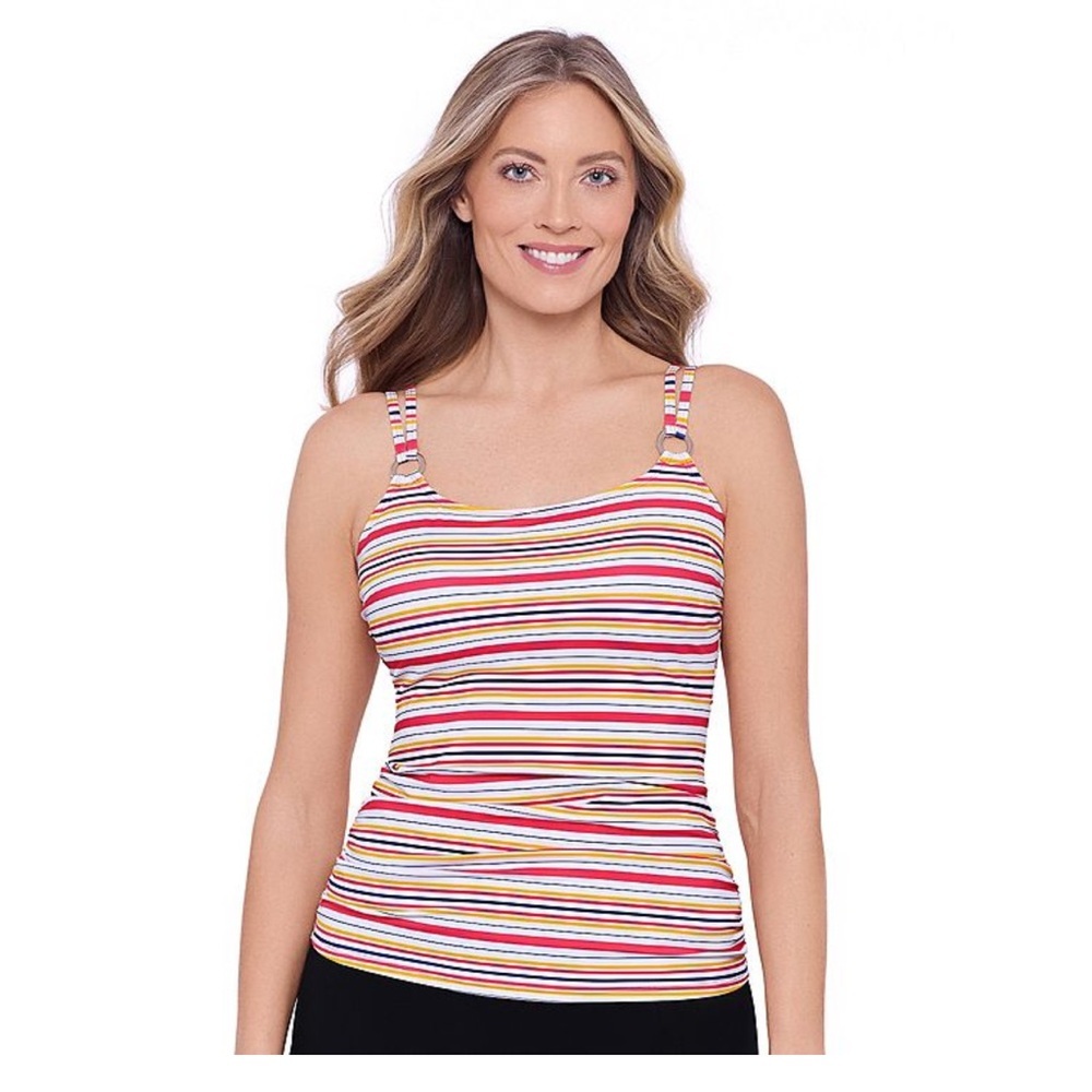 NWT Women's Bal Harbour Ring Striped Tankini Top UPF 50+ Size XXL 20